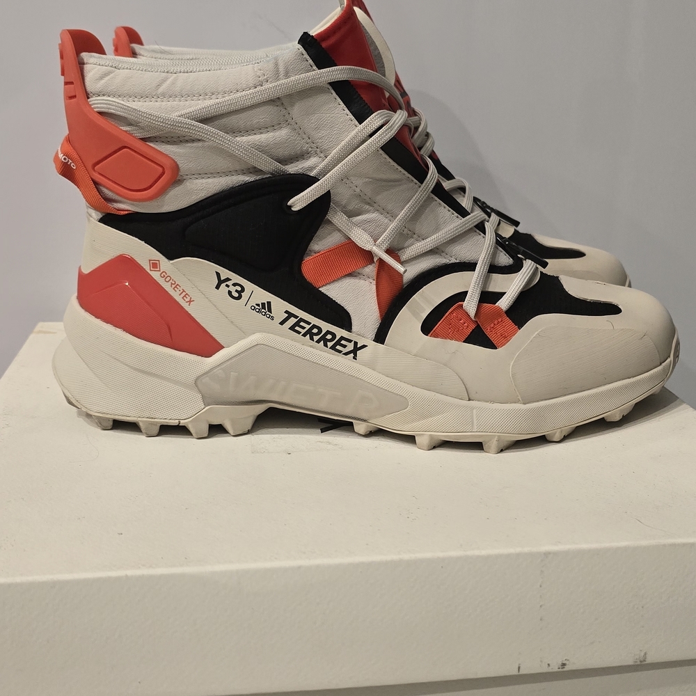 Y-3 Terrex High-Top Sneakers in White, Black, and Red